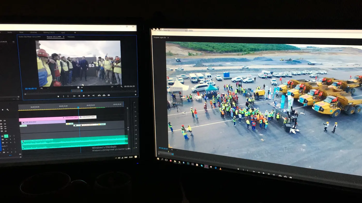 Belgesel kurgu ekranlarında görüntüler ve video montaj zaman çizelgesi